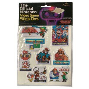 1988 Nintendo Official Video Game Stick-Ons Stickers Zelda Super Mario Bros Punc